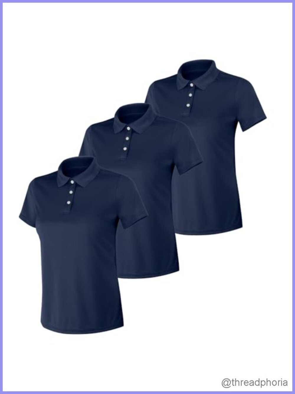 Women's Performance Polo Shirt 3-Pack Moisture-Wicking UPF 40+